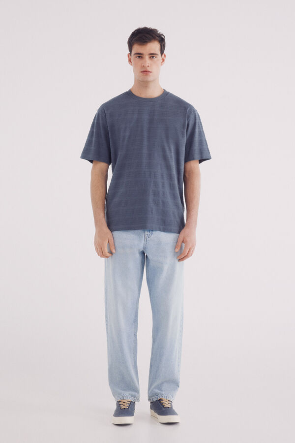 Springfield Playera raya piqué azul indigo