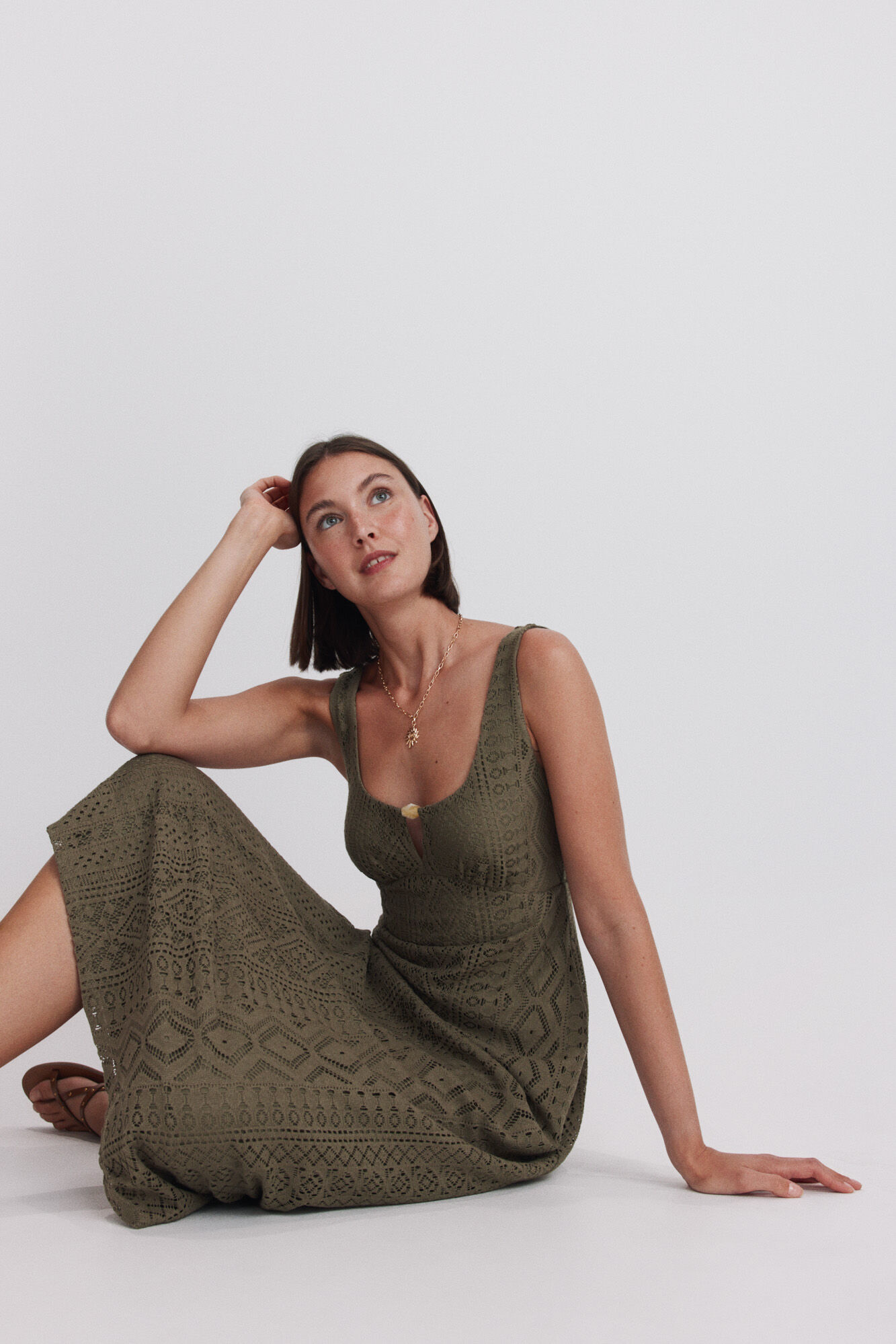 Springfield Vestido midi de tirantes de crochet