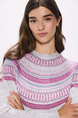 Springfield Su&eacute;ter cenefas jacquard violeta gris