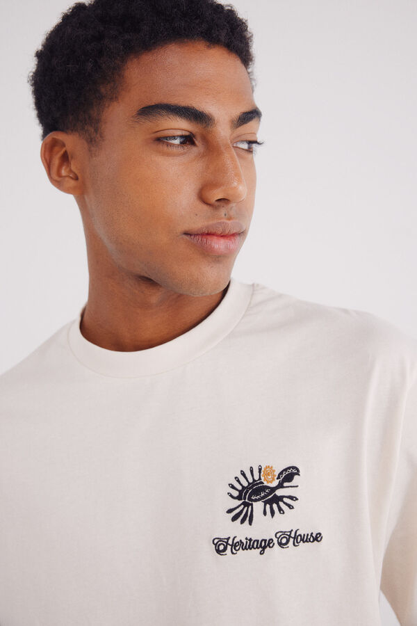 Springfield Playera bordado étnico blanco
