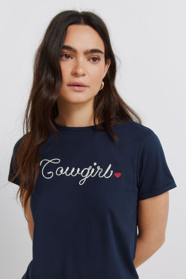 Springfield Playera de manga corta de algod&oacute;n "cowgirl" azul