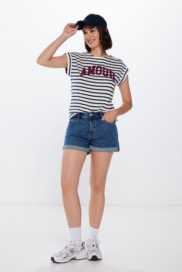 Springfield Short denim mom azul medio