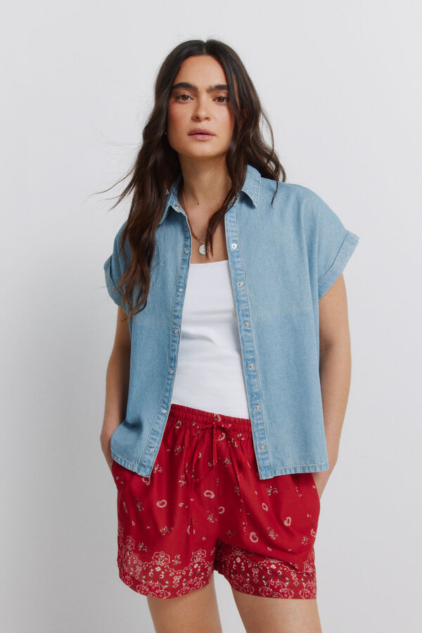 Springfield Short de algod&oacute;n estampado rojo
