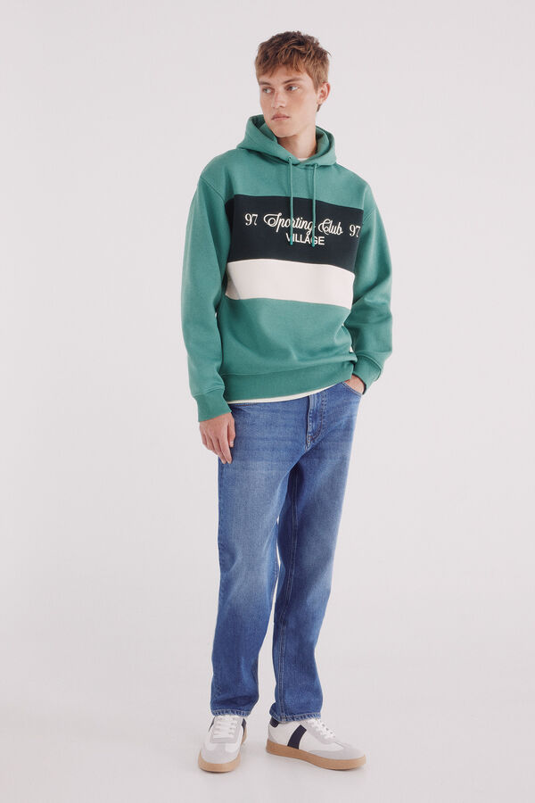Springfield Sudadera con capucha y corte de luchador verde
