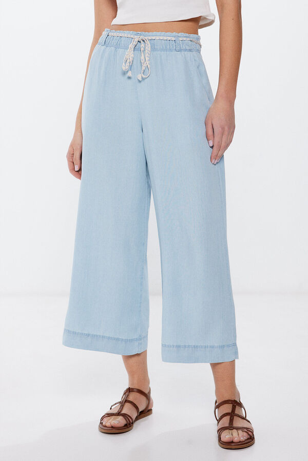 Springfield Pantalón culotte tencel azul medio