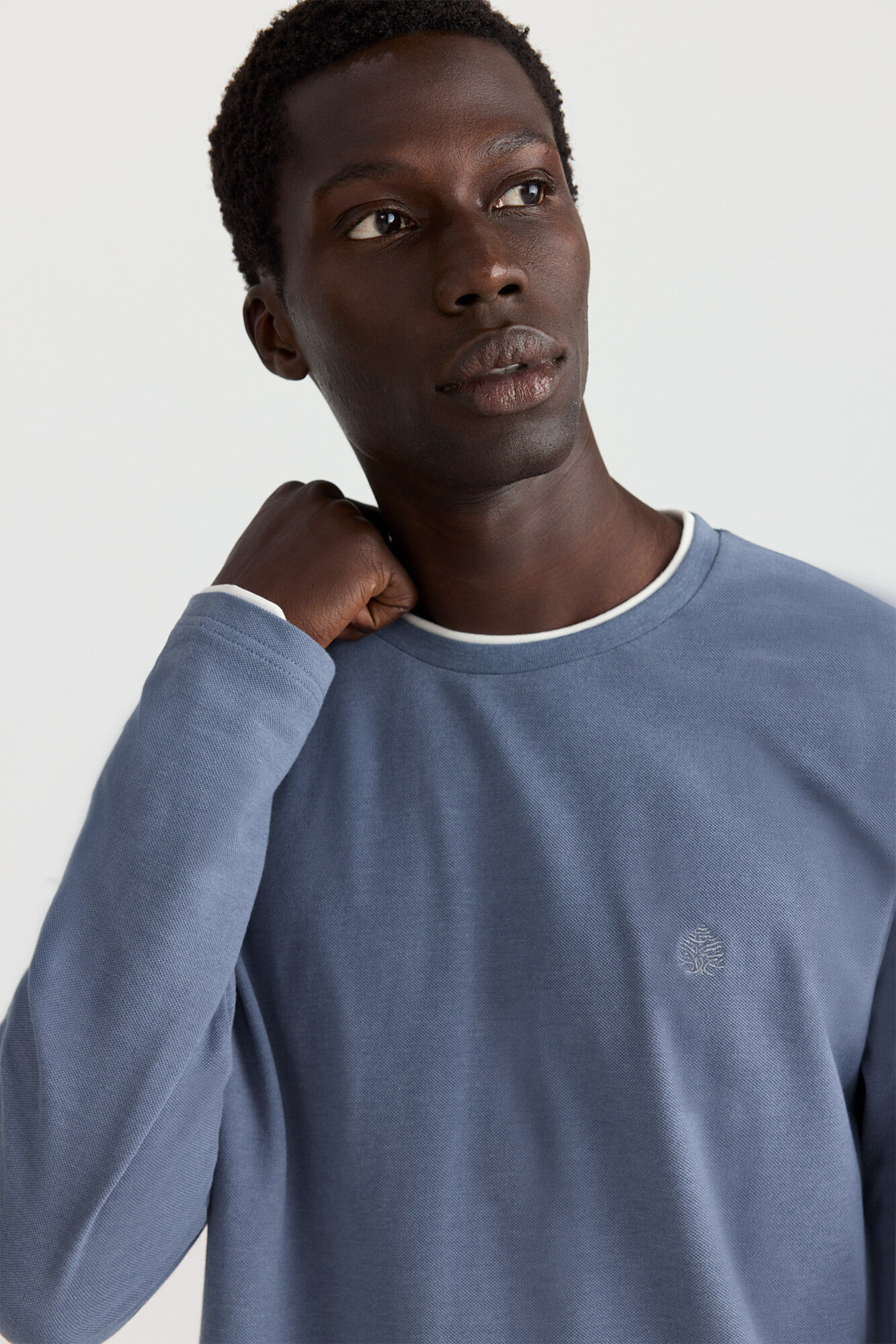 Springfield Playera manga larga doble cuello melange