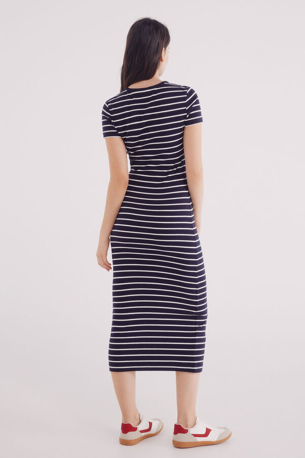 Springfield Vestido midi rayas marino