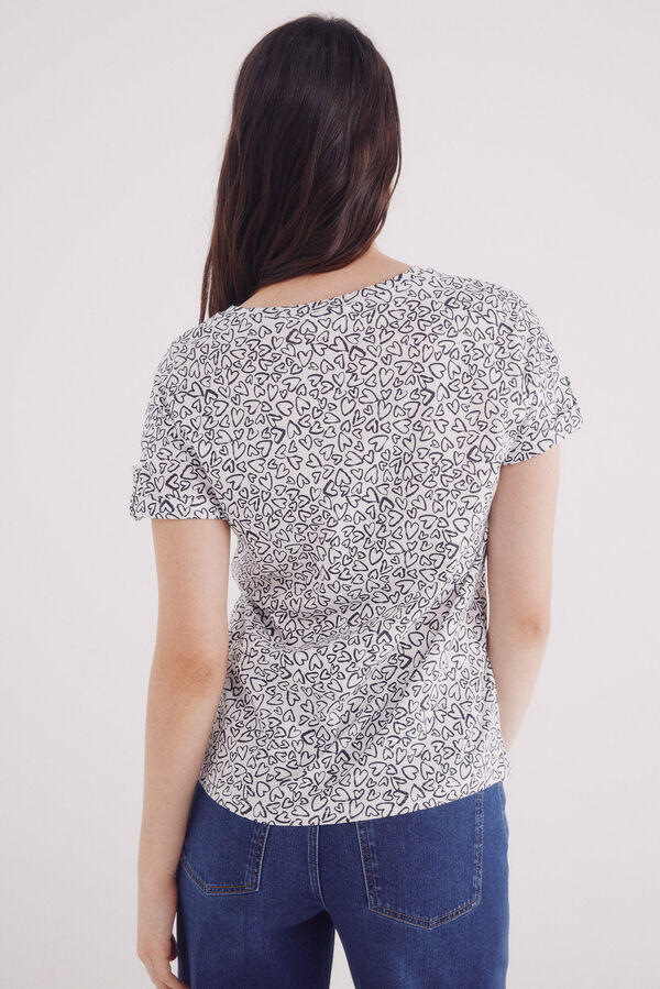 Springfield Playera manga vuelta trabilla estampada natural