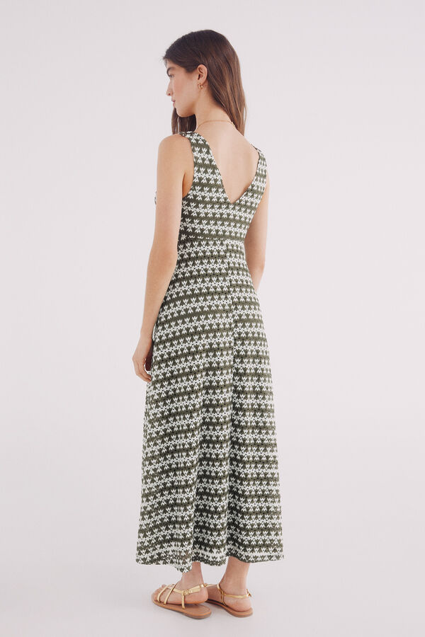 Springfield Vestido midi estructura bicolor verde