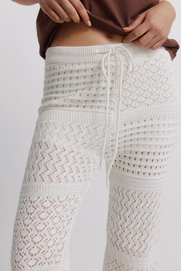 Springfield Pantal&oacute;n largo de punto calado beige
