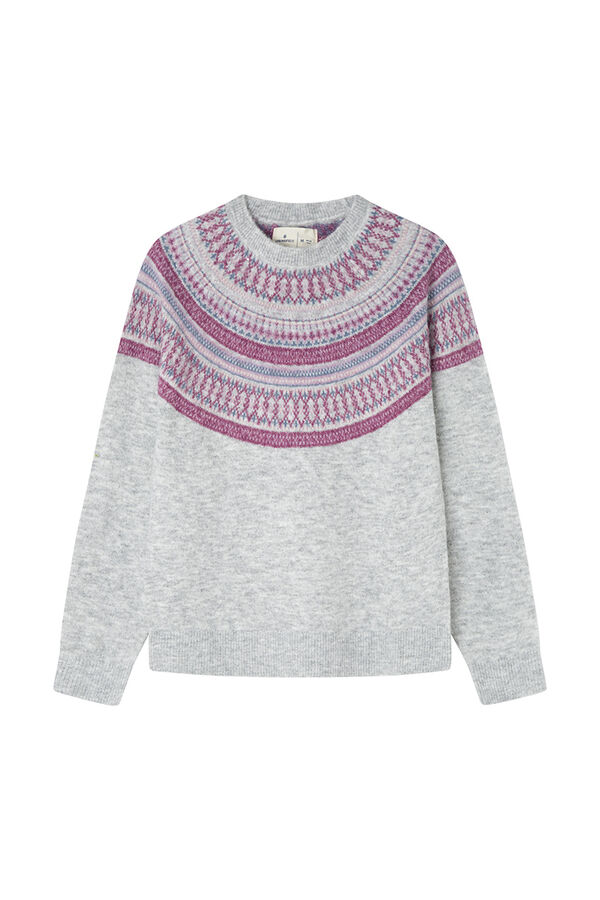 Springfield Su&eacute;ter cenefas jacquard violeta gris