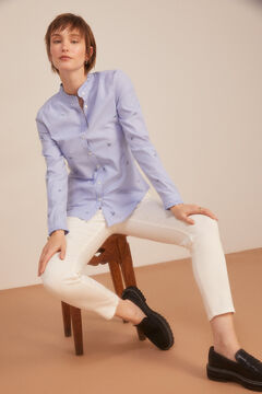 Springfield Blusa Rayas Bordados Flor azul