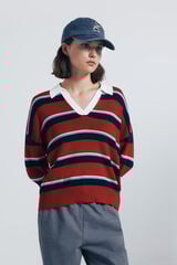 Springfield Suéter polo rayas rojo