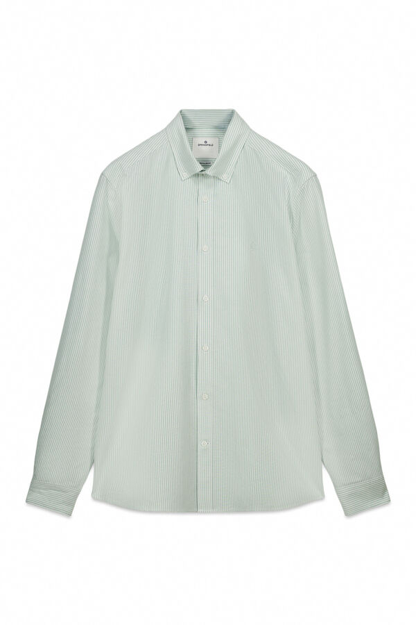 Springfield Camisa oxford a rayas sin arrugas verde