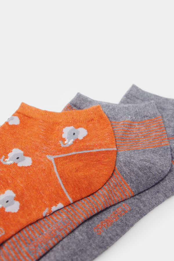 Springfield Pack 3 calcetines tobilleros elefantes naranja