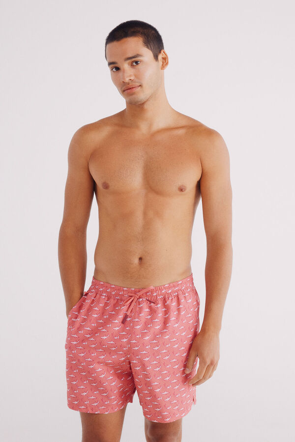 Springfield Bañador estampado tiburones rojo
