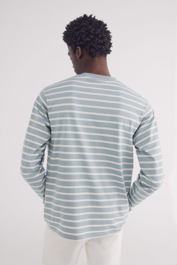 Springfield Playera manga larga raya tejida azul