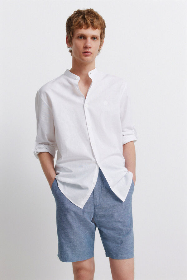 Springfield Bermudas de lino comfort slim fit azul