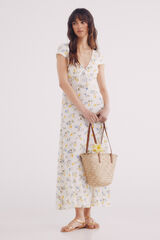 Springfield Vestido midi estampado limones café