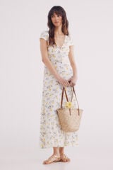 Springfield Vestido midi estampado limones café