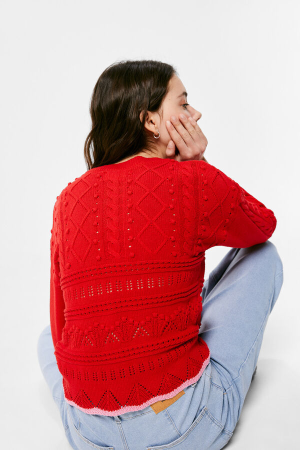 Springfield Suéter Estructura Algodón rojo