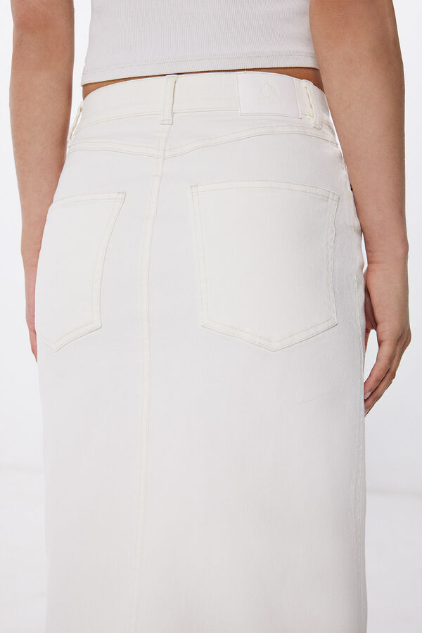 Springfield Falda midi denim blanco