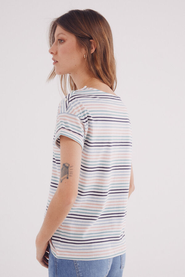 Springfield Playera manga vuelta botones hombro estampado