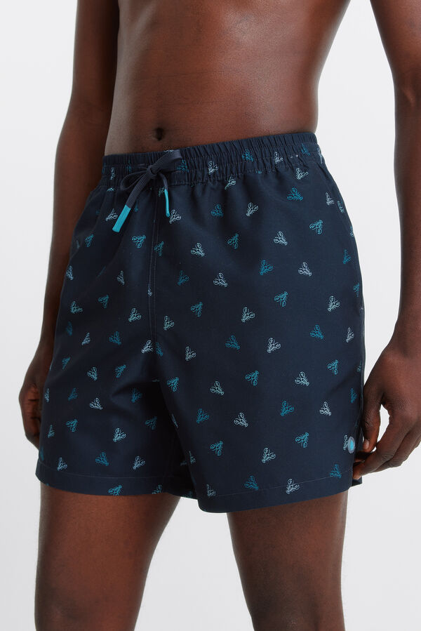 Springfield Traje de ba&ntilde;o estampado de langostas azul