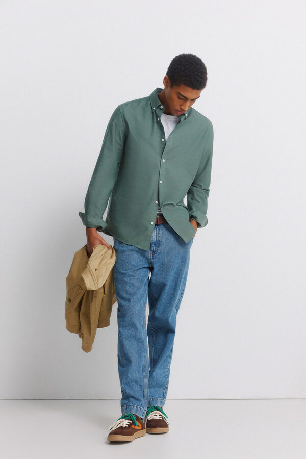 Springfield Camisa oxford sin arrugas verde