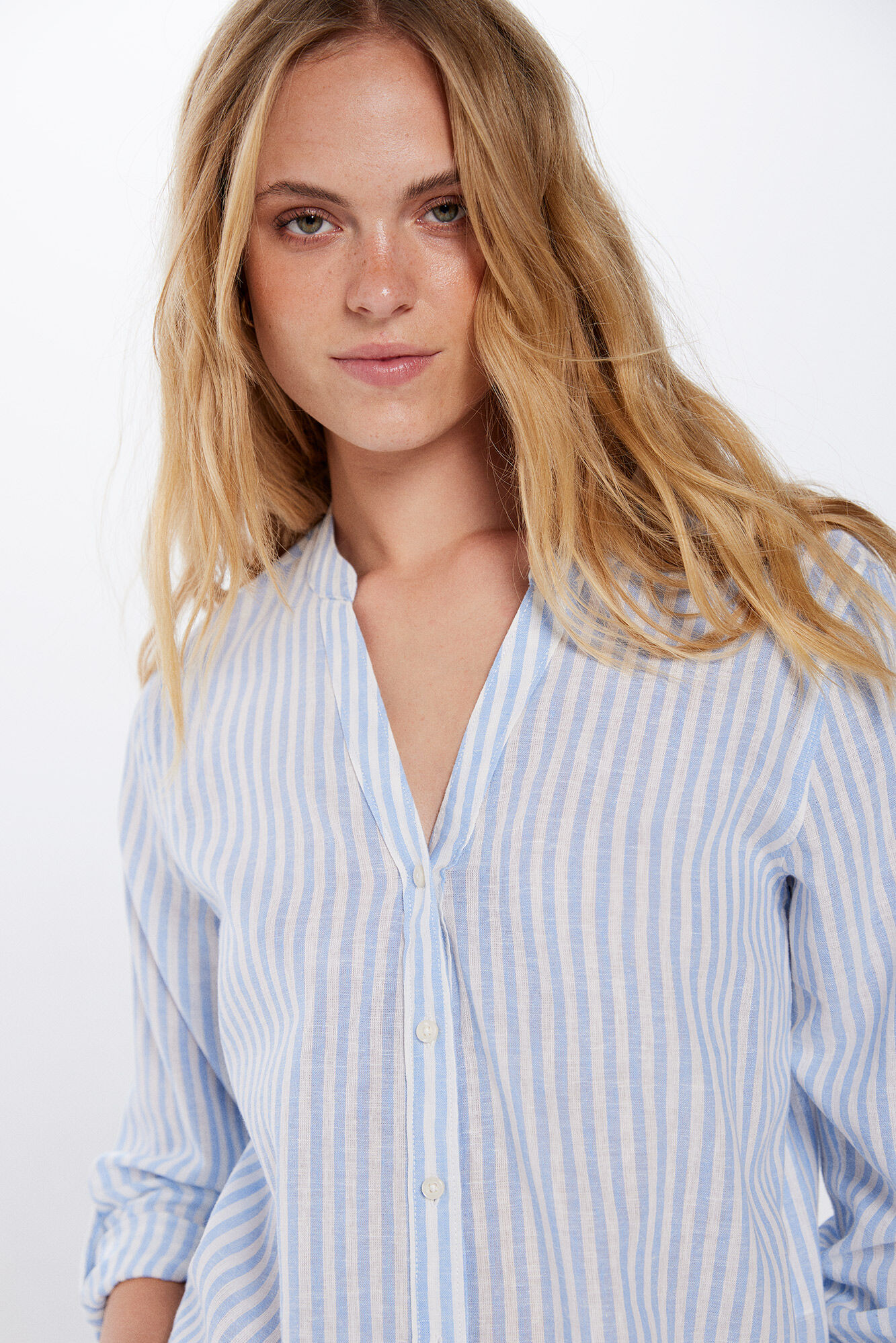 Blusa cuello mao algodon lino Blusas de mujer WomenSecret MX