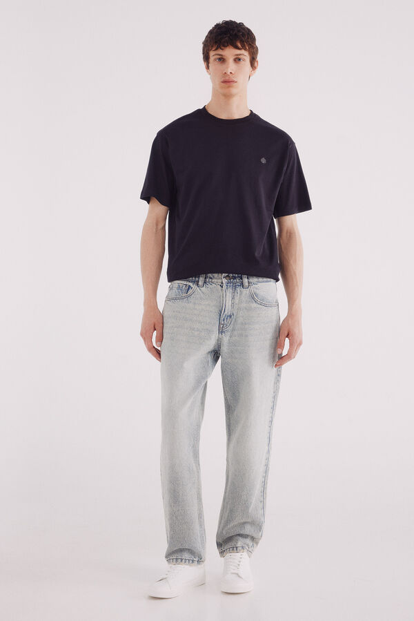 Springfield Camiseta básica cuello redondo negro