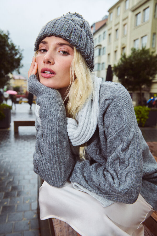 Springfield Cárdigan cable knit gris