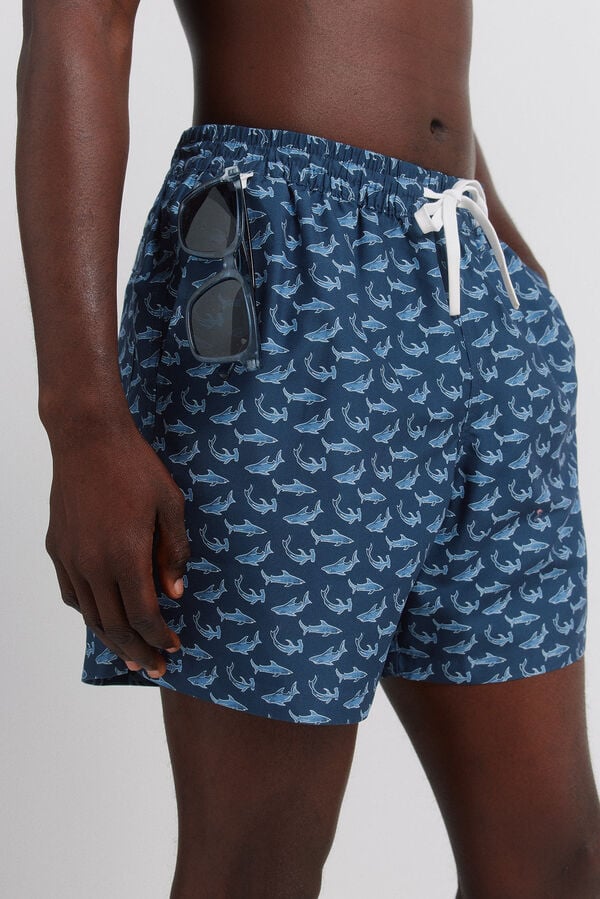 Springfield Traje de ba&ntilde;o estampado de tiburones azulado
