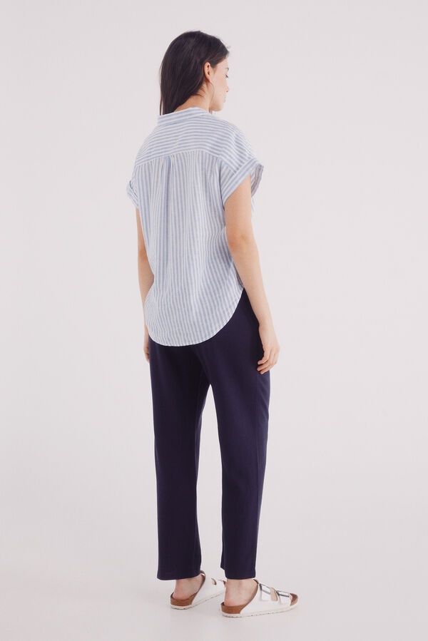 Springfield Pantalón básico lino azulado
