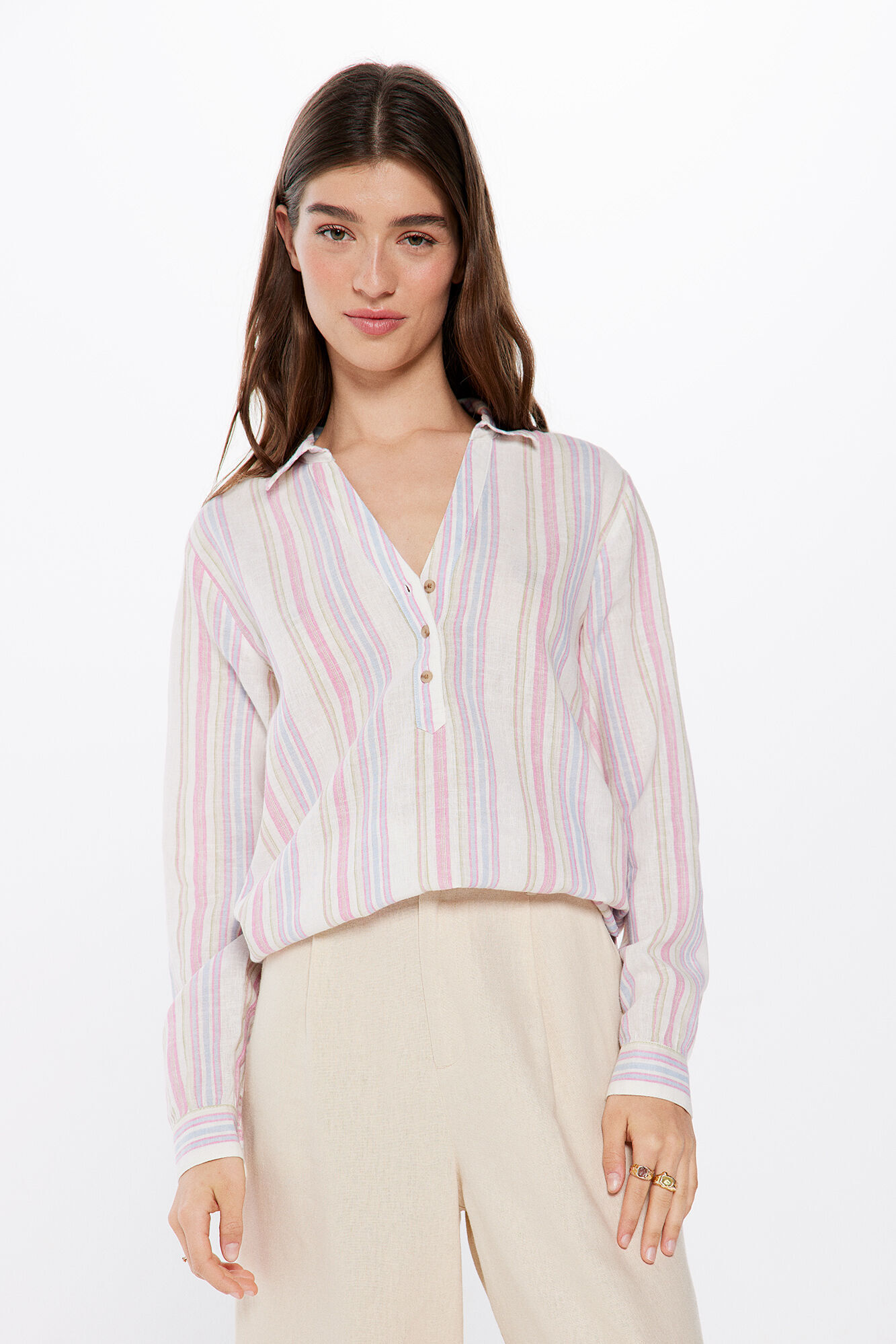 Blusa polera algodon lino Blusas de mujer WomenSecret MX