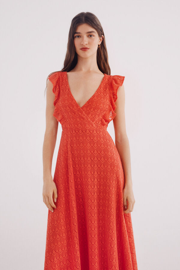 Springfield Vestido midi estructura crochet coral