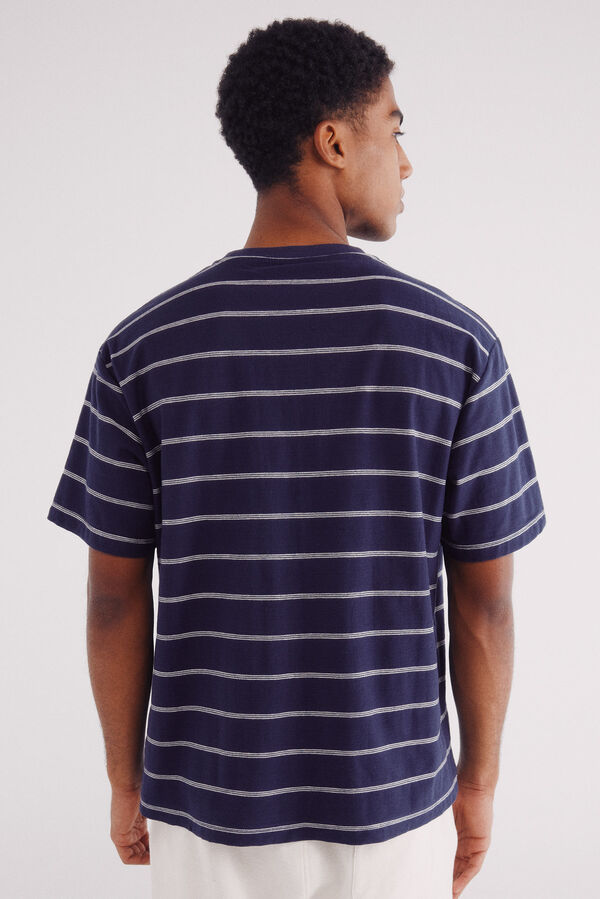 Springfield Playera algodón slub rayas azul