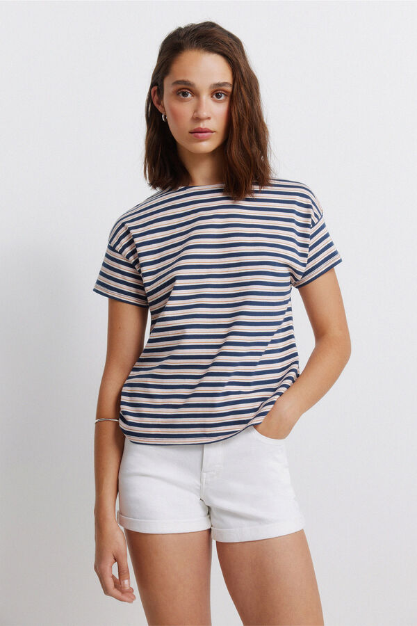 Springfield Playera de algod&oacute;n doble raya azul