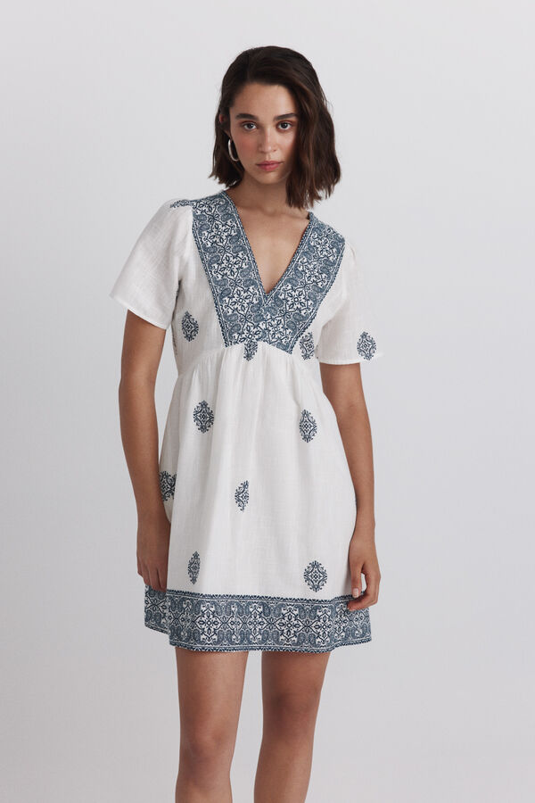 Springfield Vestido estampado cenefa azul