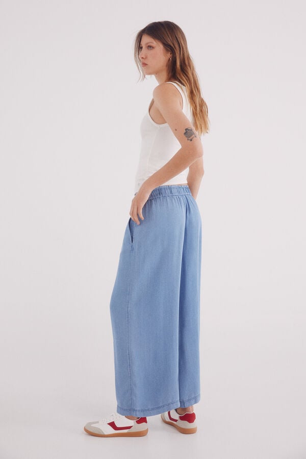 Springfield Pantalón culotte tencel azul