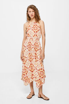 Springfield Vestido Midi Estampado Picos rojo