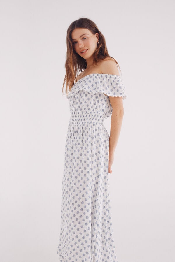 Springfield Vestido midi estampado étnico café