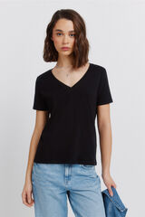 Springfield Playera b&aacute;sica cuello en pico de algod&oacute;n negro