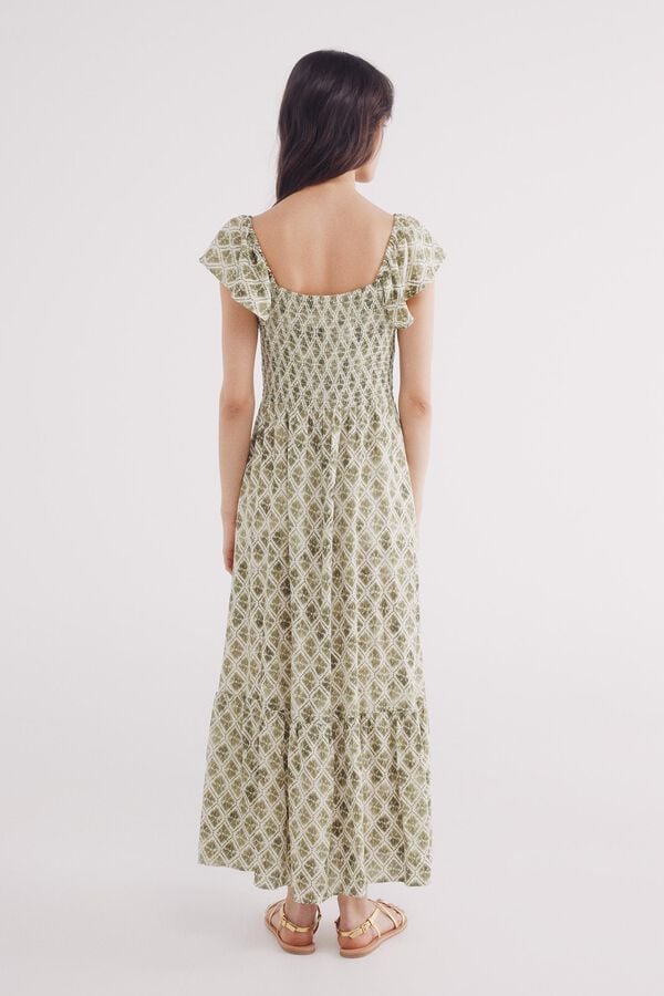 Springfield Vestido midi estampado geométrico verde