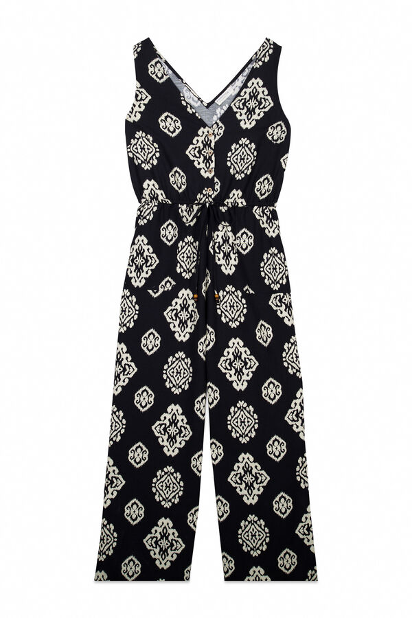 Springfield Jumpsuit sin mangas estampado negro