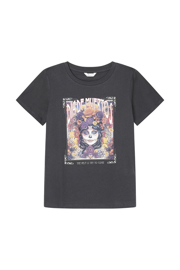 Springfield Playera gráfica "Día de muertos" gris