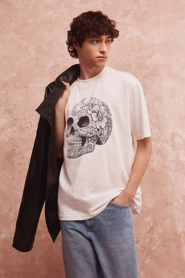 Springfield Camiseta Skull mex grey marfil