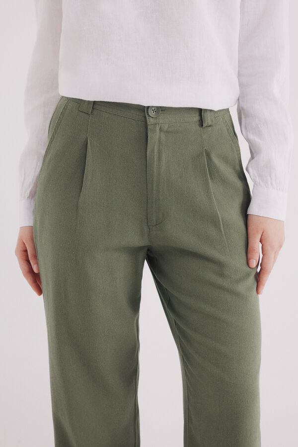 Springfield Pantalón básico lino kaki