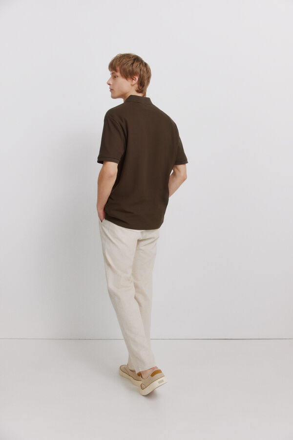 Springfield Pantal&oacute;n chino comfort fit de lino marfil