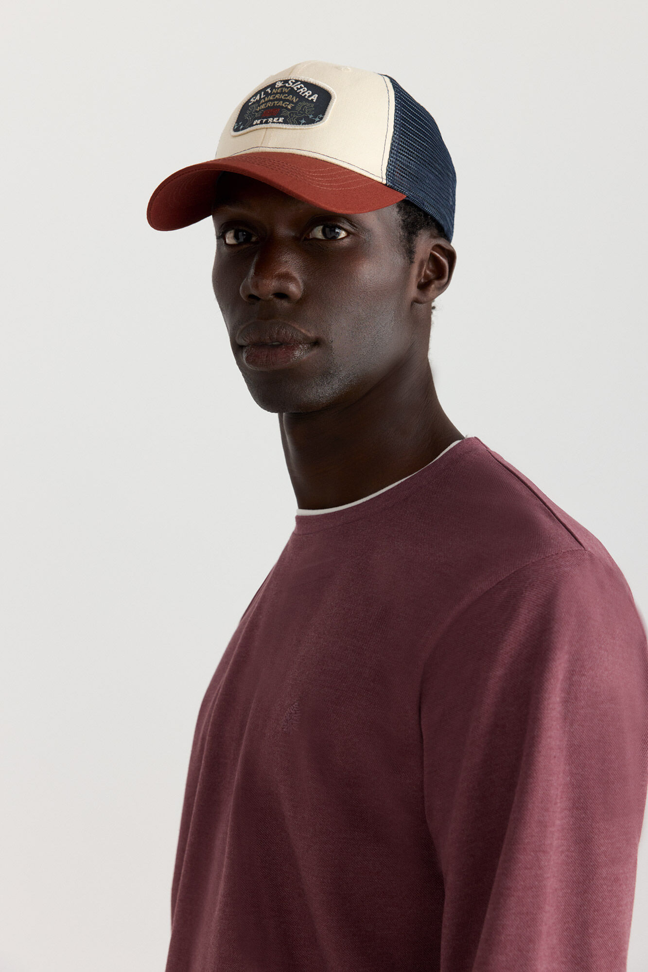 Springfield Playera manga larga doble cuello melange
